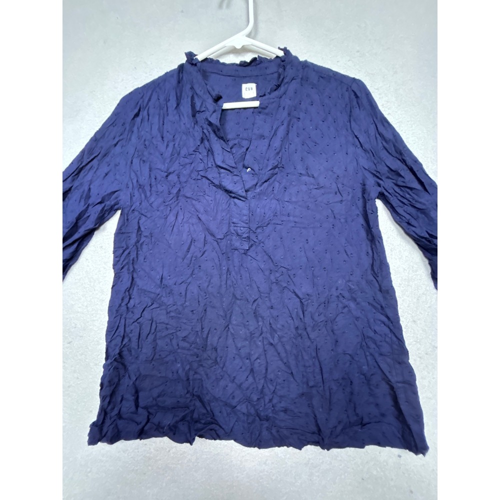 GAP Blouse Cotton Swiss Dot Navy Blue S Womens